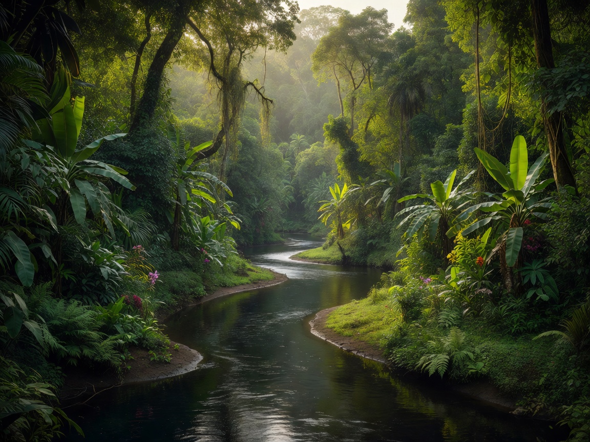Mai Thai River slow winding lazy river with lush tropical vegetation