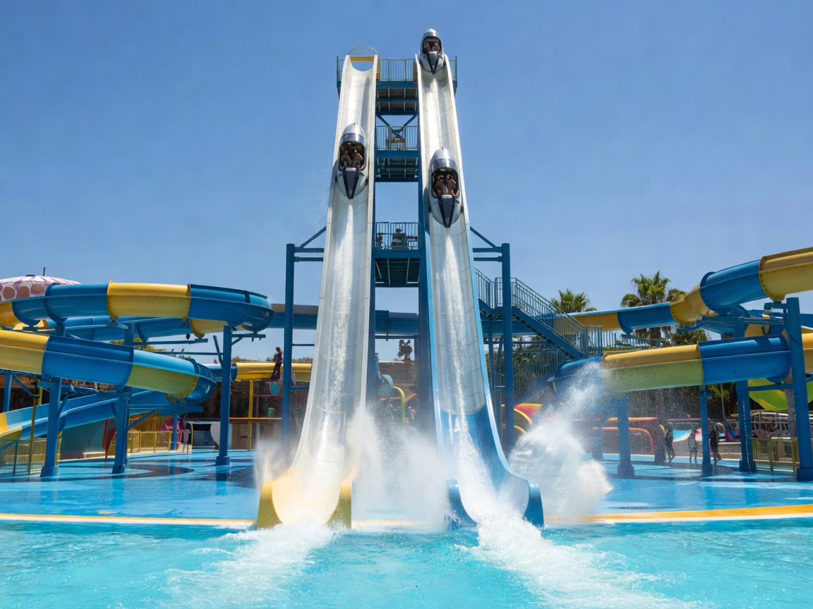 Verti-Go dual capsule free fall slides in Aqualandia Benidorm